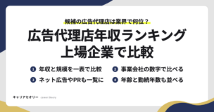 広告代理店の年収ランキングで比べられる、年収と規模・事業会社の数字・ネット広告やPRの会社・平均年齢と勤続年数の4つの見方